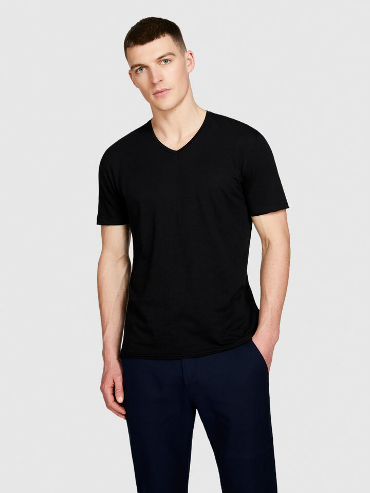 Slim fit t-shirt - men's short sleeve t-shirts - Black | Sisley image number 4